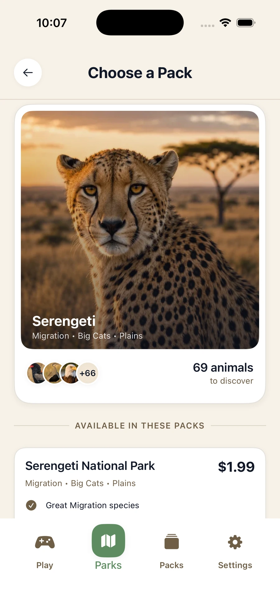 Safari Bingo: choosing a safari park pack